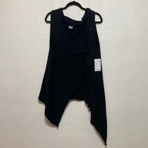 NWT Worth New York Black Button Wrap Sleeveless Cardigan Size L
